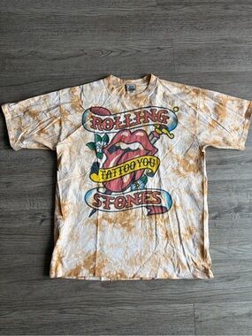 Liquid blue Rolling Stones  Tie-Dye Graphic Tee - White & Brown